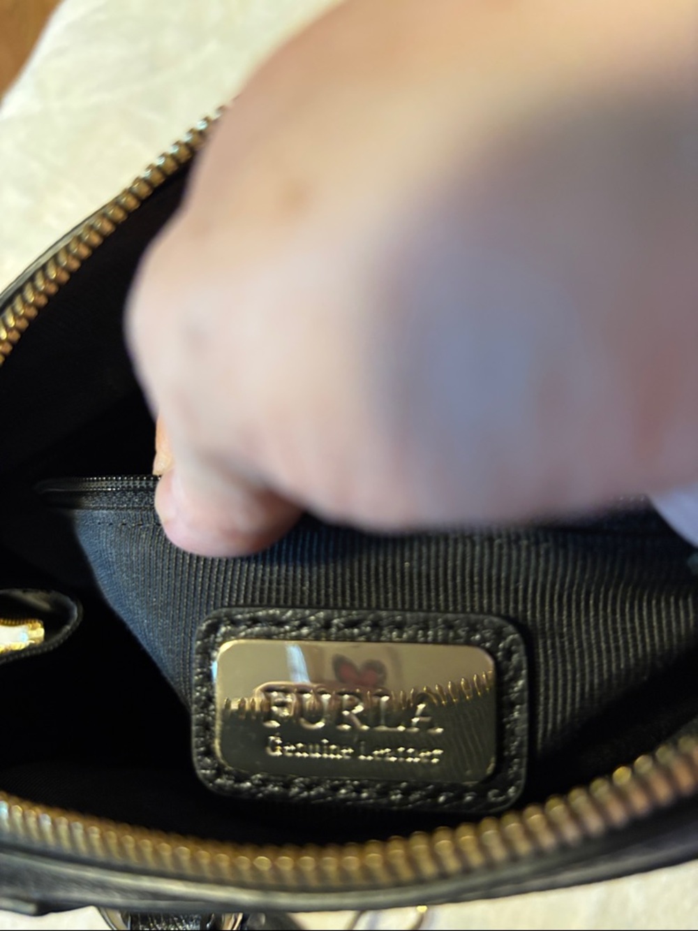 Furla Black Crossbody Bag with Card Holder and Strap - Picture 6 of 12